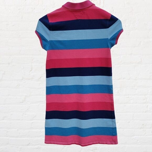 Tommy Hilfiger Girls' Polo Dress, Pink and Blue Stripes, Size Large (12/14) - Picture 2 of 4